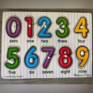 Melissa & Doug Numbers Peg Puzzle Wood Toy Learn To Count 2+